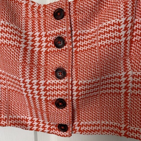 Forever 21 Medium Crop Tank Top Red Orange White Geometric Adjustable Straps - Picture 2 of 8